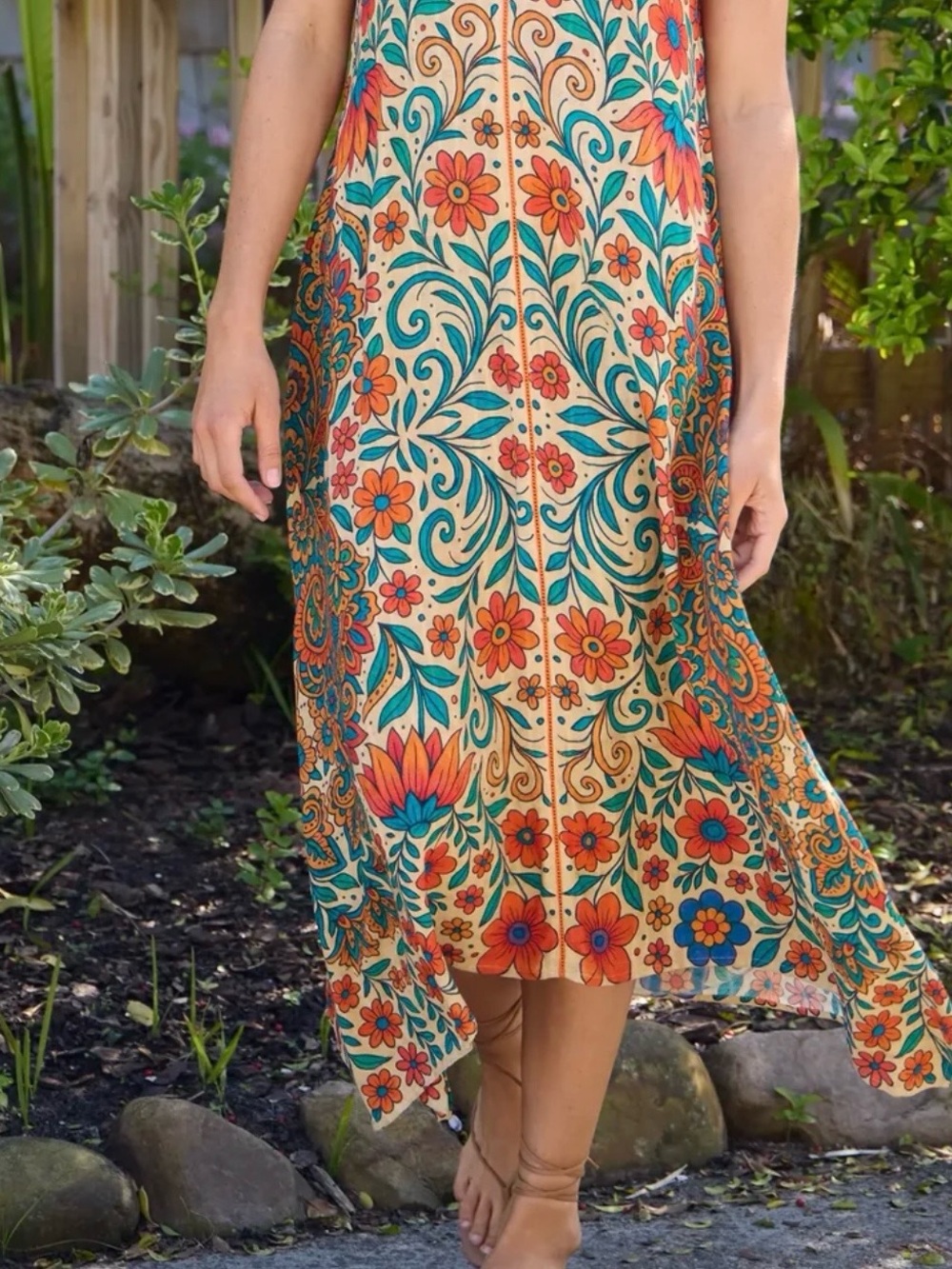 NWT Natural life LG Boho Asymmetrical MIDI Dress, SPAGHETTI STRAPS - Picture 2 of 4